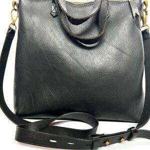 Madewell Black Leather Transport Satchel Crossbody Bag Top Handle Minimalist